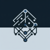 Logo minimalista e geometrico con linee sottili che simboleggiano flussi e connessioni. Colori suggeriti: blu navy (#0e2f44) e grigio chiaro (#cccccc). Stile moderno e professionale, con un\'icona astratta che richiama il concetto di “sistema” o “struttura”.